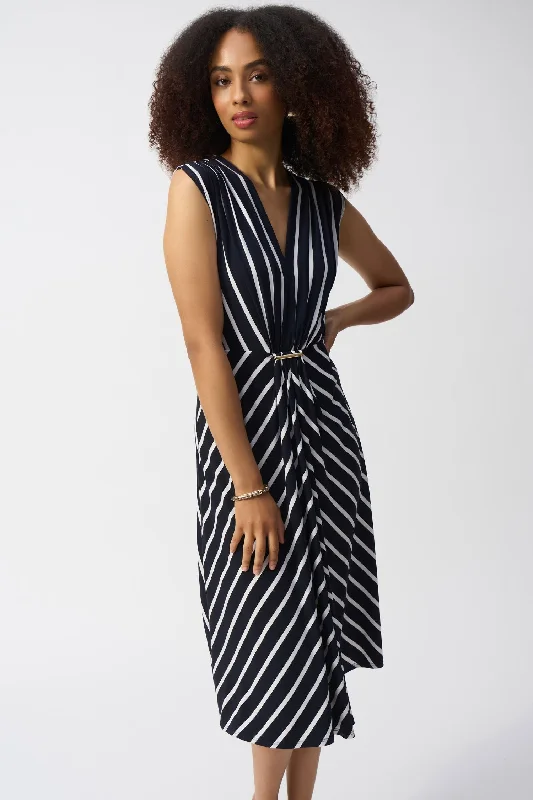 Joseph Ribkoff Silky Knit Stripe Fit and Flare Dress - Style 251295-MB/VAN