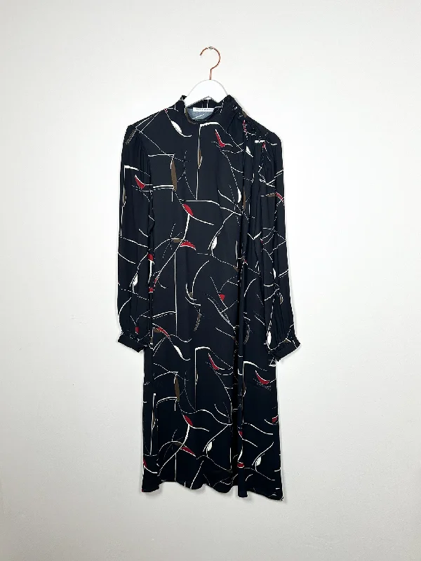 Maria McManus - Pleated Blouson Dress - Gray Matters Print
