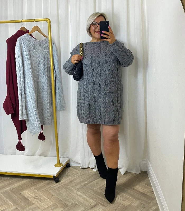 Long Grey Jumper Dress / Top