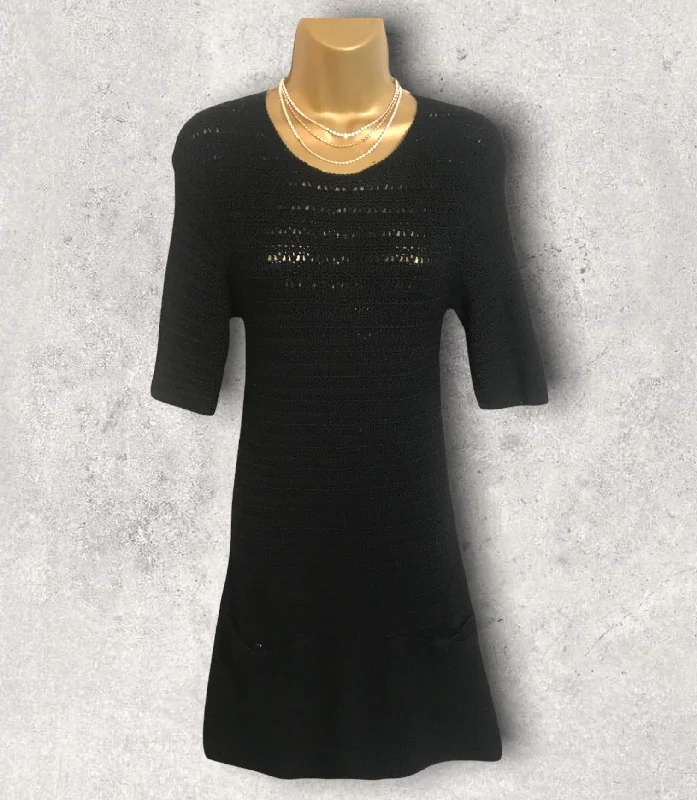 By Malene Birger Black Wool Crochet Jumper Dress Size S UK 10 US 6 EU 38
