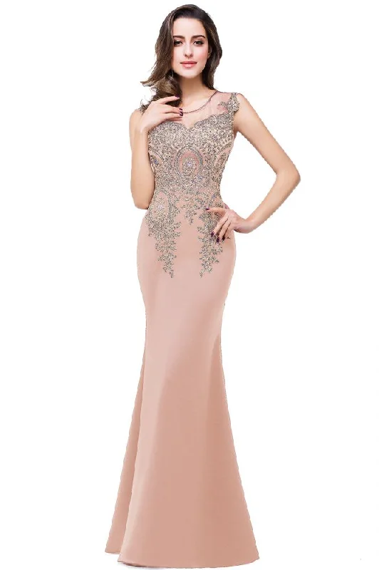 Mermaid Floor-length Chiffon Evening Dress with Appliques