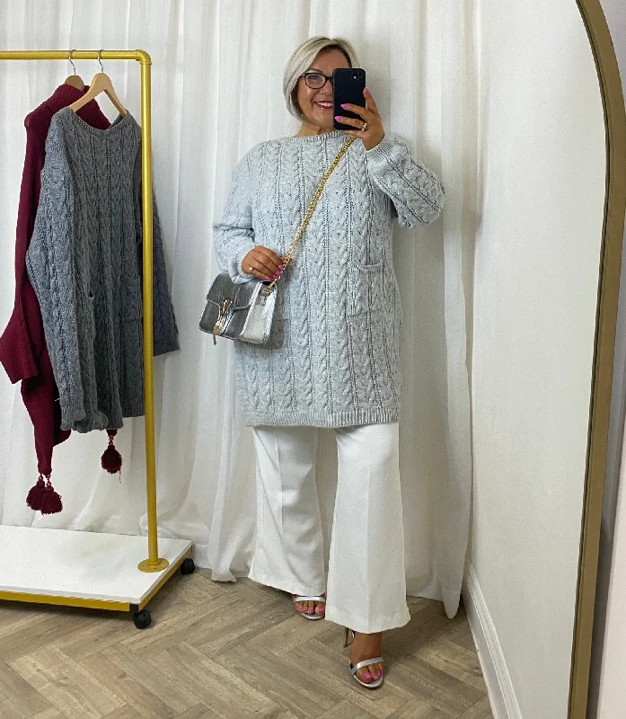 Long Powder Grey Jumper Dress / Top