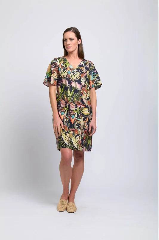 Foil Runaway Linen Dress in Jungle Fever