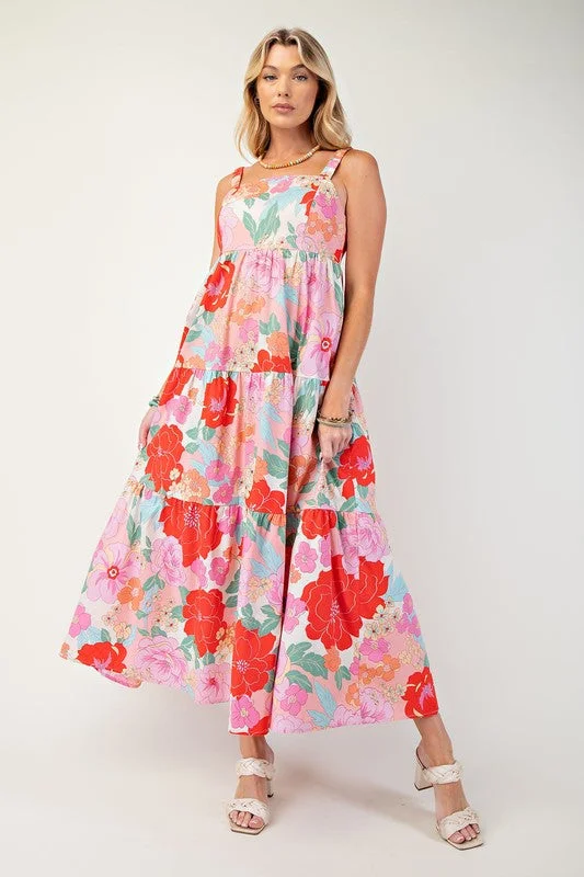 seeking the sunshine patterned dress - coral