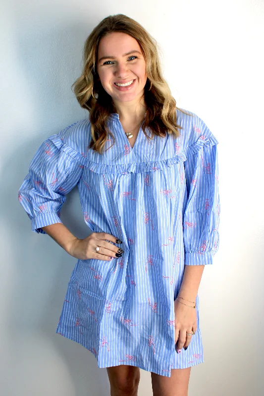 Pink blue bow dress