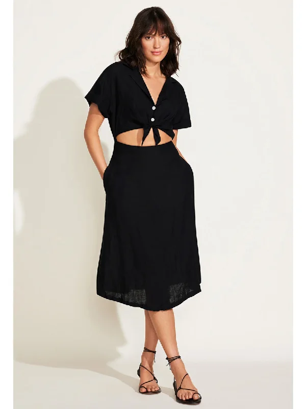 Playa Cutout Dress in Black EcoLinen