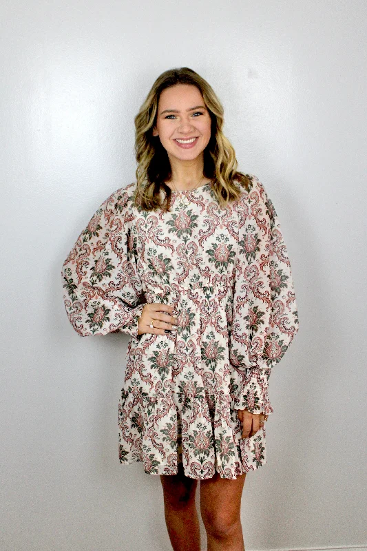 Mauve Green paisley dress