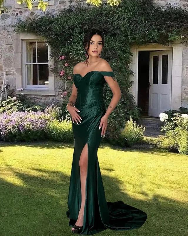 Mermaid Dark Green Satin Corset Dress
