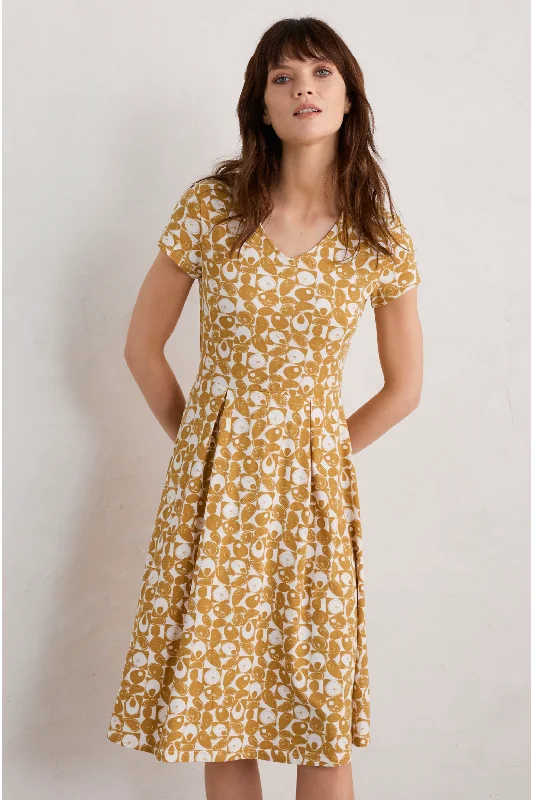 Seasalt Cornwall Pier View Dress in Geo Pebbles Dark Sienna