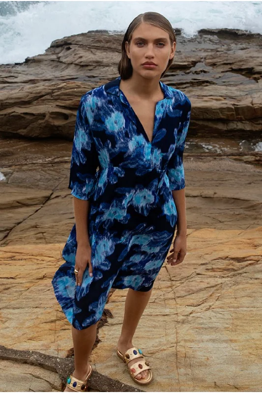 oneseason Jazz Viscose Dress in Cyprus Navy