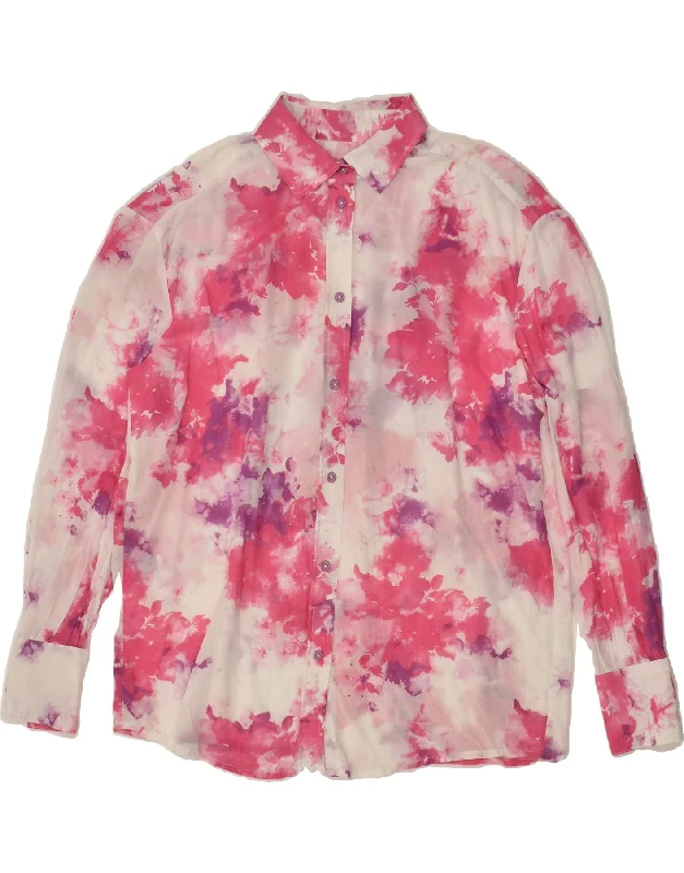 BENETTON Womens Shirt UK 10 Small Multicoloured Floral Viscose Relaxed Fit Short Shirt BENETTON Womens Shirt UK 10 Small Multicoloured Floral Viscose Relaxed Fit Short Shirt