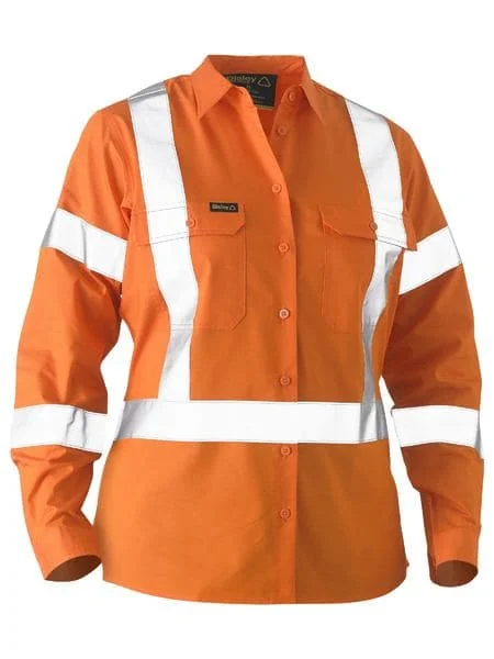 Bisley Women's X Taped Hi Vis Recycled Drill Shirt (BL6266XT) Elegant Off-Shoulder Short Shirt