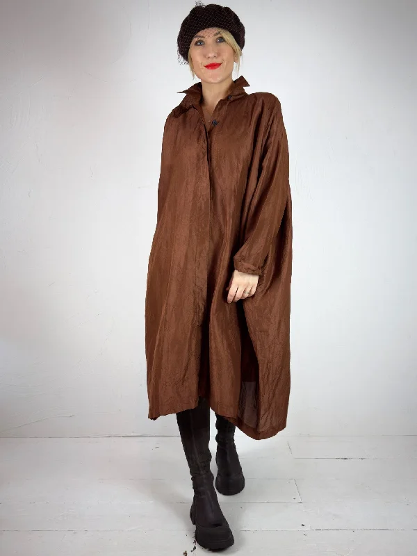 Christian Peau Oversized Silk Shirt with Collar Cuff- 2 Colours Classic Denim Short Sleeve