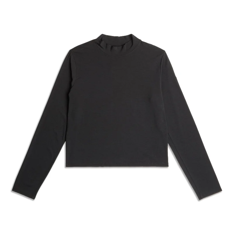 Classic-Fit -Blend Mockneck Long-Sleeve Shirt - Resale Trendy Short Sleeve Tunic