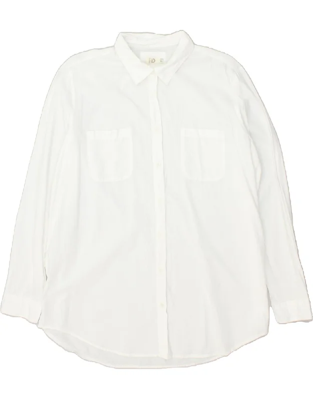 DACK'S Womens Shirt UK 18 XL White Cotton Casual Button-Up Short Tee