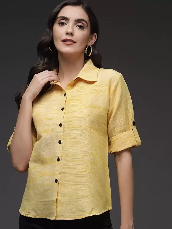 TANDUL Women Regular Fit Printed Button Down Collar Formal Shirt Fashionable Short Sleeve Shirt TANDUL Women Regular Fit Printed Button Down Collar Formal Shirt Fashionable Short Sleeve Shirt