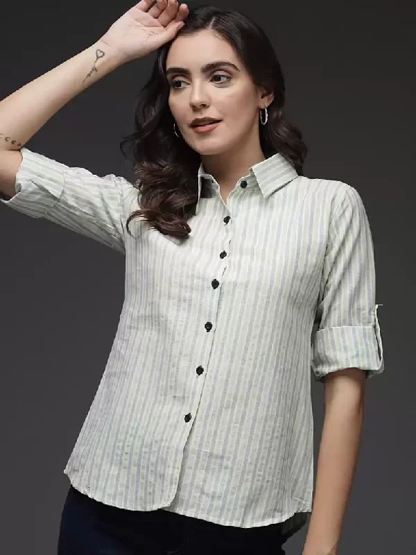 TANDUL Women Regular Fit Printed Button Down Collar Formal Shirt Relaxed Short Sleeve Tee TANDUL Women Regular Fit Printed Button Down Collar Formal Shirt Relaxed Short Sleeve Tee