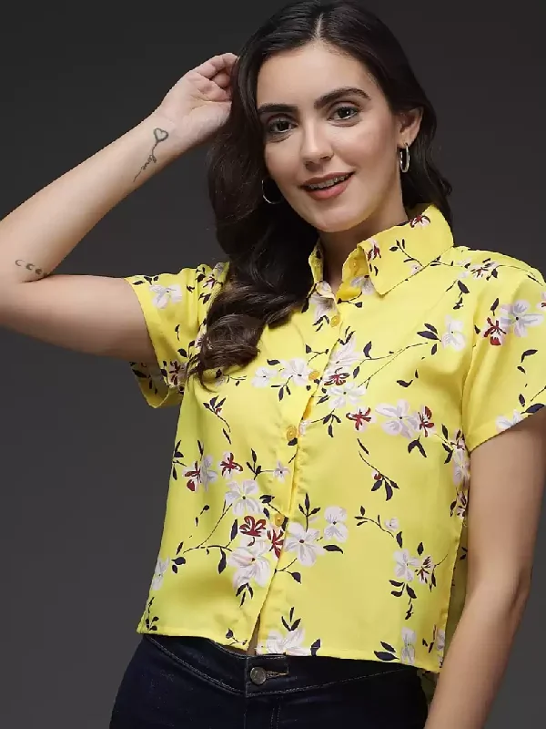 TANDUL Women Regular Fit Printed Button Down Collar Formal Shirt Comfortable Fitted Short Sleeve TANDUL Women Regular Fit Printed Button Down Collar Formal Shirt Comfortable Fitted Short Sleeve