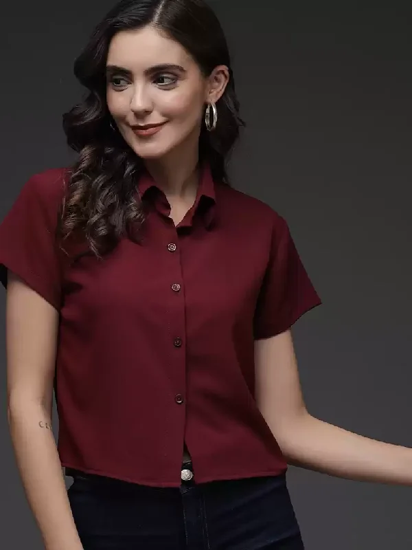 TANDUL Women Regular Fit Solid Button Down Collar Formal Shirt Trendy Floral Print Tee TANDUL Women Regular Fit Solid Button Down Collar Formal Shirt Trendy Floral Print Tee