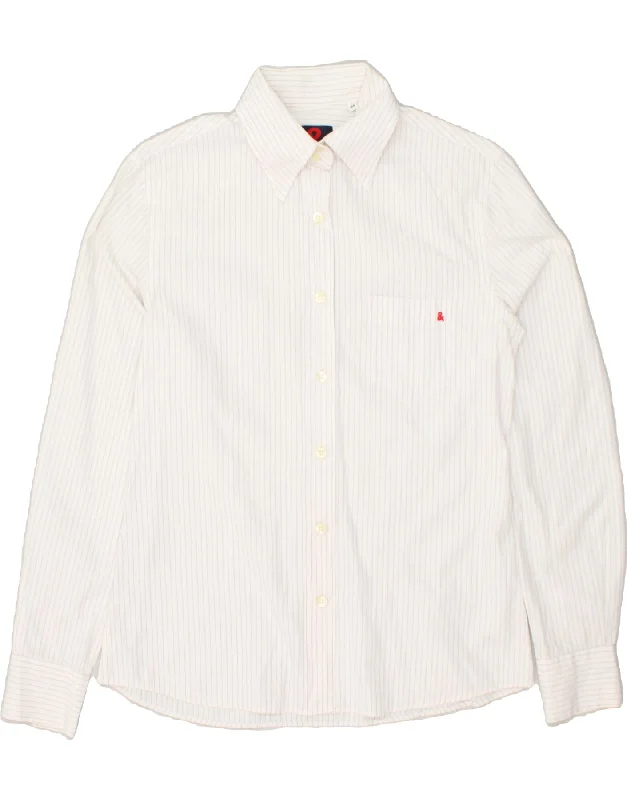 DOLCE & GABBANA Womens Shirt IT 44 Medium White Striped Cotton Cozy Knit Short Sleeve Top DOLCE & GABBANA Womens Shirt IT 44 Medium White Striped Cotton Cozy Knit Short Sleeve Top