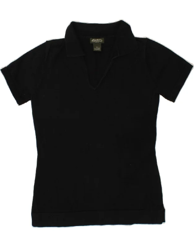 EDDIE BAUER Womens Polo Shirt UK 12 Medium Black Cotton Casual Oversized Short Shirt EDDIE BAUER Womens Polo Shirt UK 12 Medium Black Cotton Casual Oversized Short Shirt