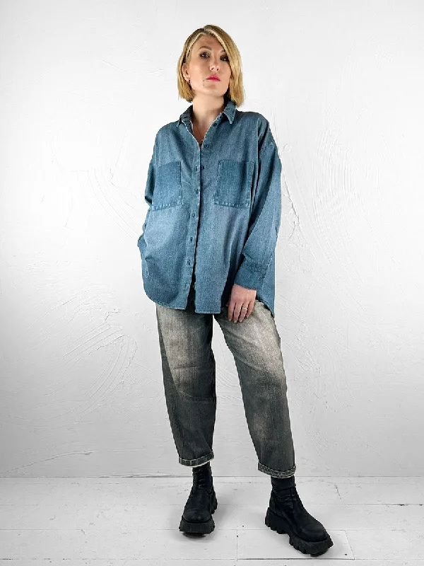 Elemente Clemente Denim Effect Kabo Shirt Soft Cotton Short Shirt