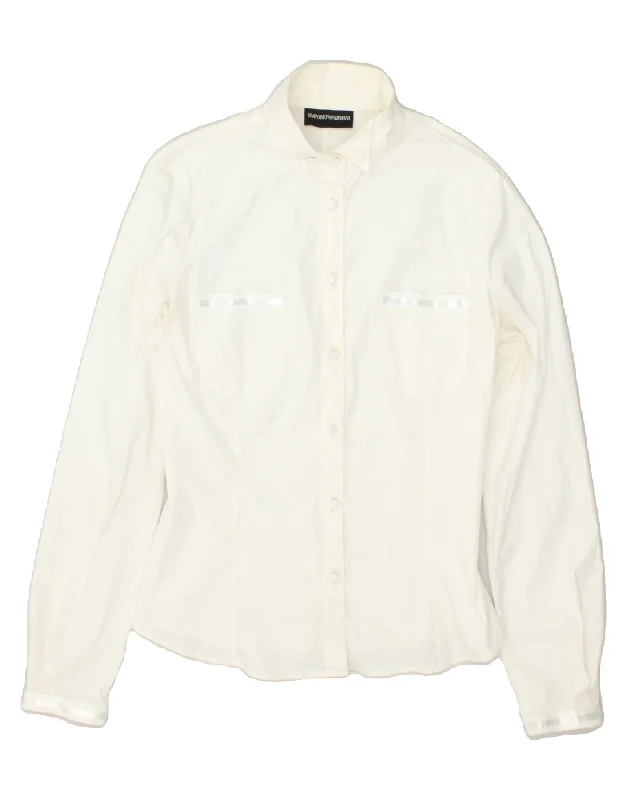 EMPORIO ARMANI Womens Shirt UK 12 Medium White Fashionable Short Sleeve Vest