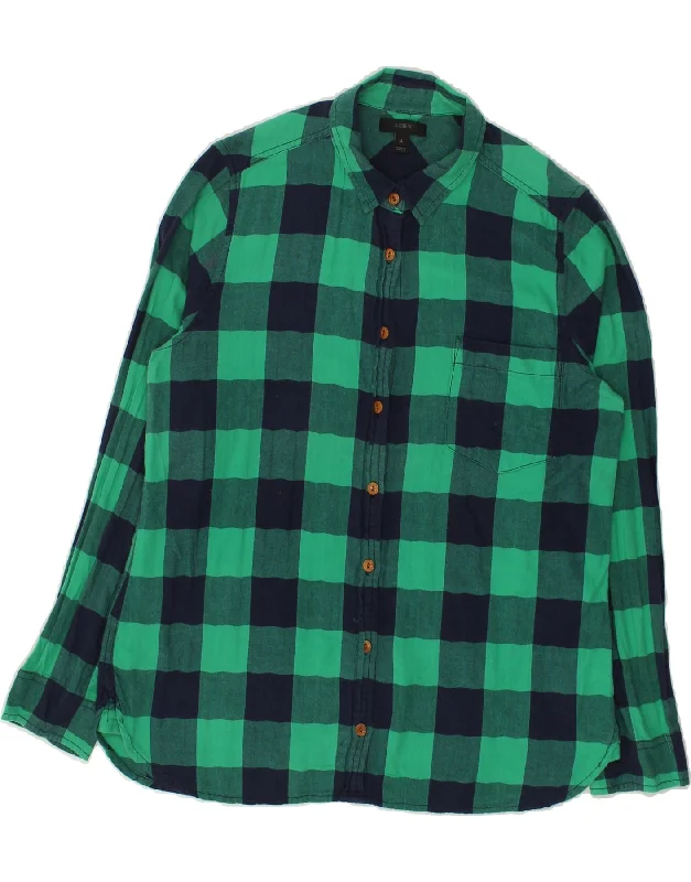 J. CREW Womens Shirt US 12 Large Green Gingham Cotton Comfortable Peplum Short Shirt J. CREW Womens Shirt US 12 Large Green Gingham Cotton Comfortable Peplum Short Shirt