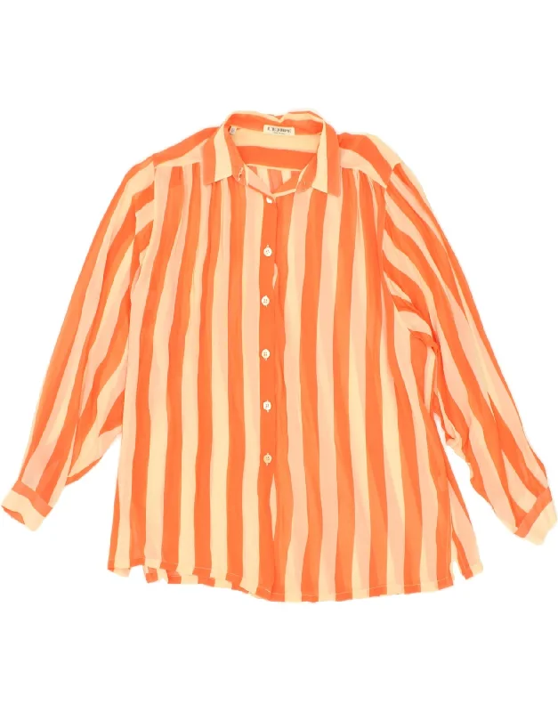 L'EQUIPE Womens Shirt Blouse IT 42 Medium Orange Striped Viscose Trendy Ruffled Short Sleeve L'EQUIPE Womens Shirt Blouse IT 42 Medium Orange Striped Viscose Trendy Ruffled Short Sleeve
