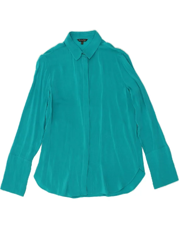 MASSIMO DUTTI Womens Shirt Blouse EU 38 Medium Turquoise Elegant Off-Shoulder Short Shirt MASSIMO DUTTI Womens Shirt Blouse EU 38 Medium Turquoise Elegant Off-Shoulder Short Shirt