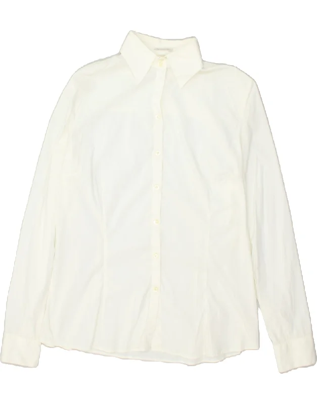 MASSIMO DUTTI Womens Shirt EU 44 XL White Trendy Summer Short Sleeve