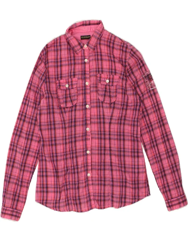 NAPAPIJRI Womens Shirt UK 10 Small Pink Check Cotton Fashionable Cuffed Short Sleeve NAPAPIJRI Womens Shirt UK 10 Small Pink Check Cotton Fashionable Cuffed Short Sleeve