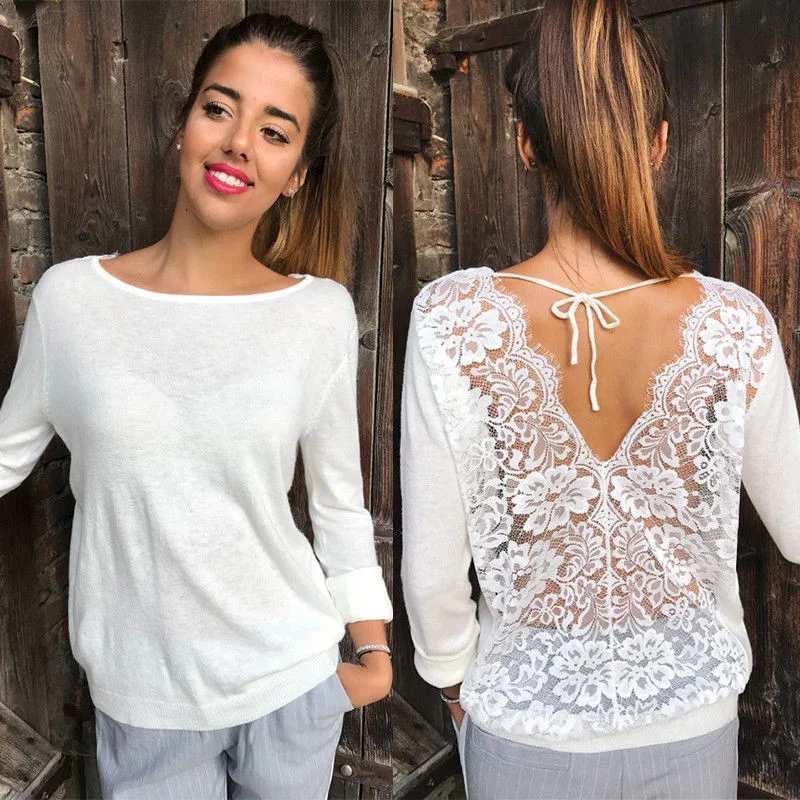 New Fashion Women Backless Lace Sheer Long Sleeve Embroidery Floral Lace Crochet Tee Shirt Tops Blouse Cozy Loose Fit Short Sleeve New Fashion Women Backless Lace Sheer Long Sleeve Embroidery Floral Lace Crochet Tee Shirt Tops Blouse Cozy Loose Fit Short Sleeve