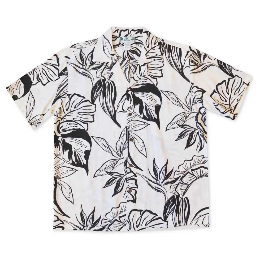 Olomana White Hawaiian Rayon Shirt Trendy Print Short Sleeve