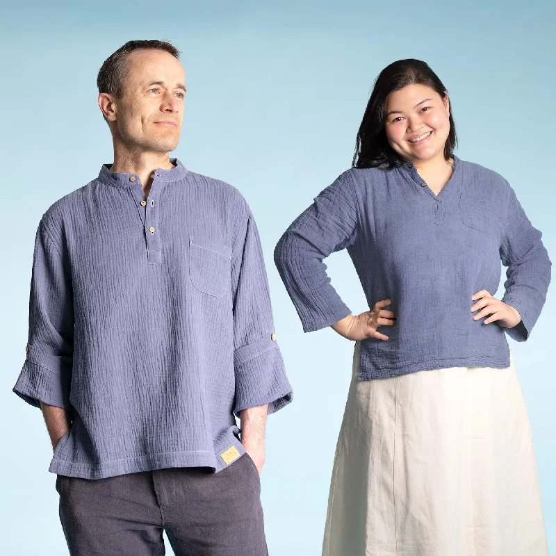 SURFSIDE 100% Organic Cotton Double-Gauze Muslin Shirt (OC Thread, Plastic-Free Coconut Buttons) (100% Biodegradable) Comfortable Pocket Short Shirt SURFSIDE 100% Organic Cotton Double-Gauze Muslin Shirt (OC Thread, Plastic-Free Coconut Buttons) (100% Biodegradable) Comfortable Pocket Short Shirt