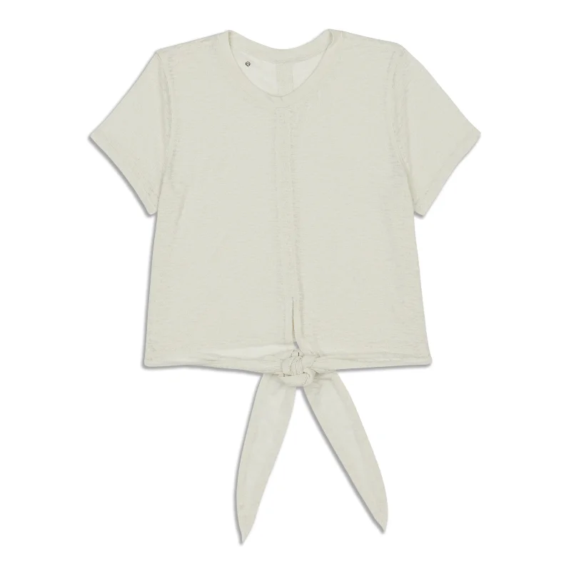 Tie-Waist Breathable Short-Sleeve Shirt - Resale Cozy Printed Short Shirt