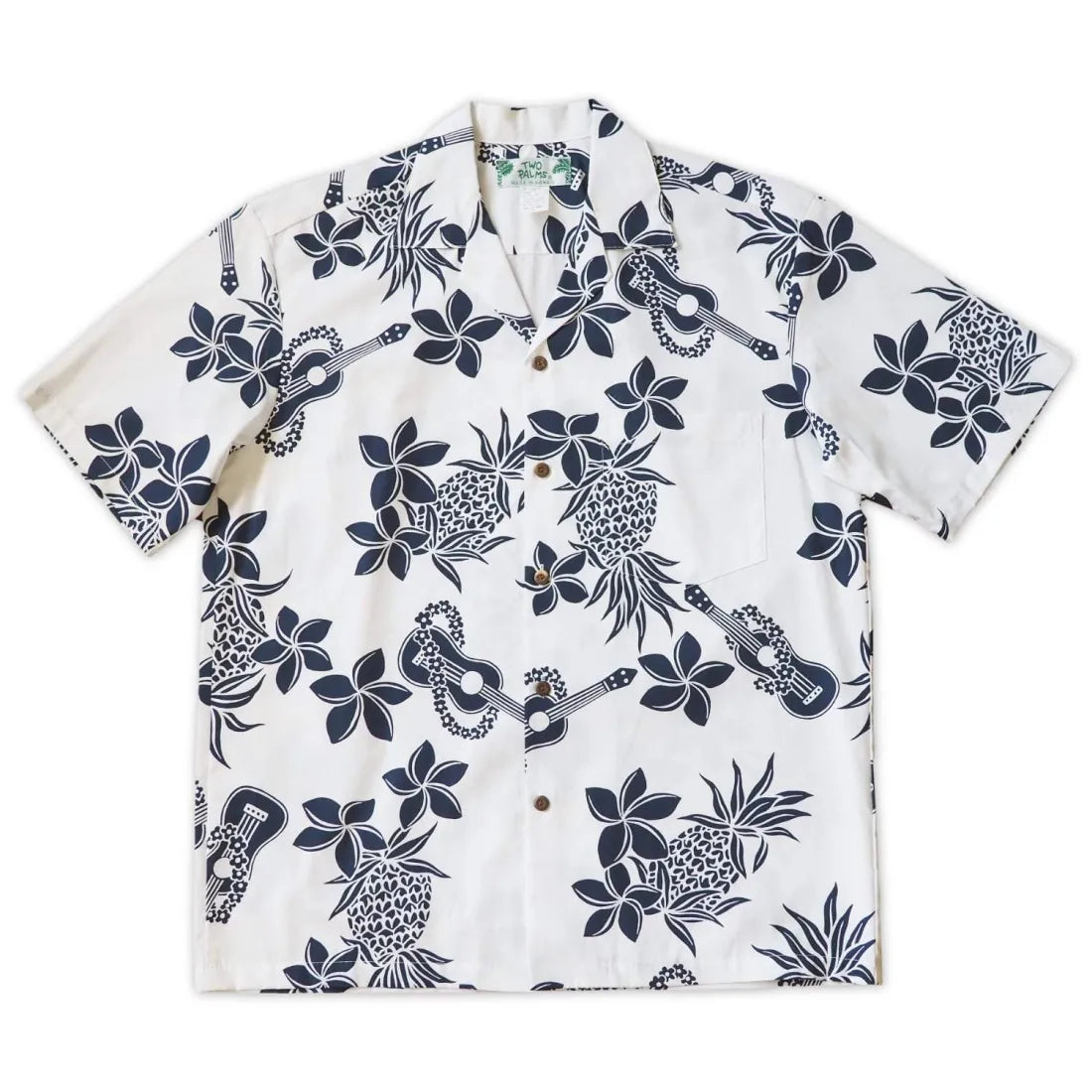 Ukulele Fun White Hawaiian Cotton Shirt Comfortable Short Sleeve Tee