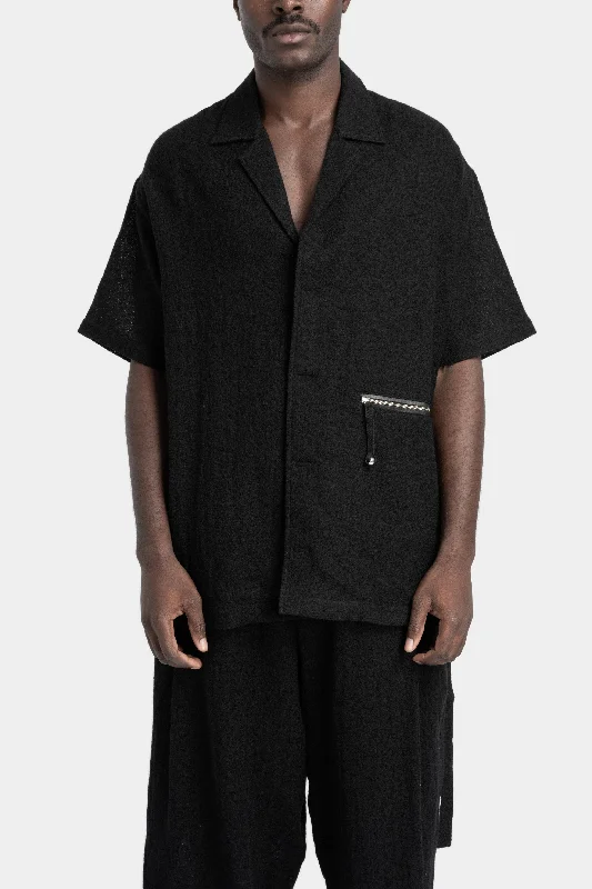 Worsted Japanese wool oversized short sleeve shirt Classic Short Sleeve Tunic
