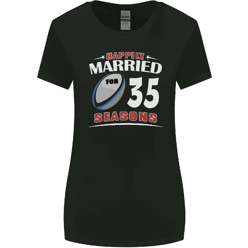 35 Year Wedding Anniversary 35th Rugby Womens Wider Cut T-Shirt Chenille Blend Fleece Blend Nylon Blend 35 Year Wedding Anniversary 35th Rugby Womens Wider Cut T-Shirt Chenille Blend Fleece Blend Nylon Blend