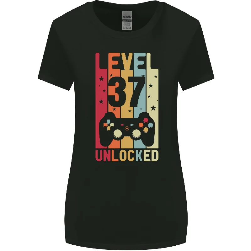 37th Birthday 37 Year Old Level Up Gaming Womens Wider Cut T-Shirt Graphic T-Shirt Round Neck Polyester 37th Birthday 37 Year Old Level Up Gaming Womens Wider Cut T-Shirt Graphic T-Shirt Round Neck Polyester