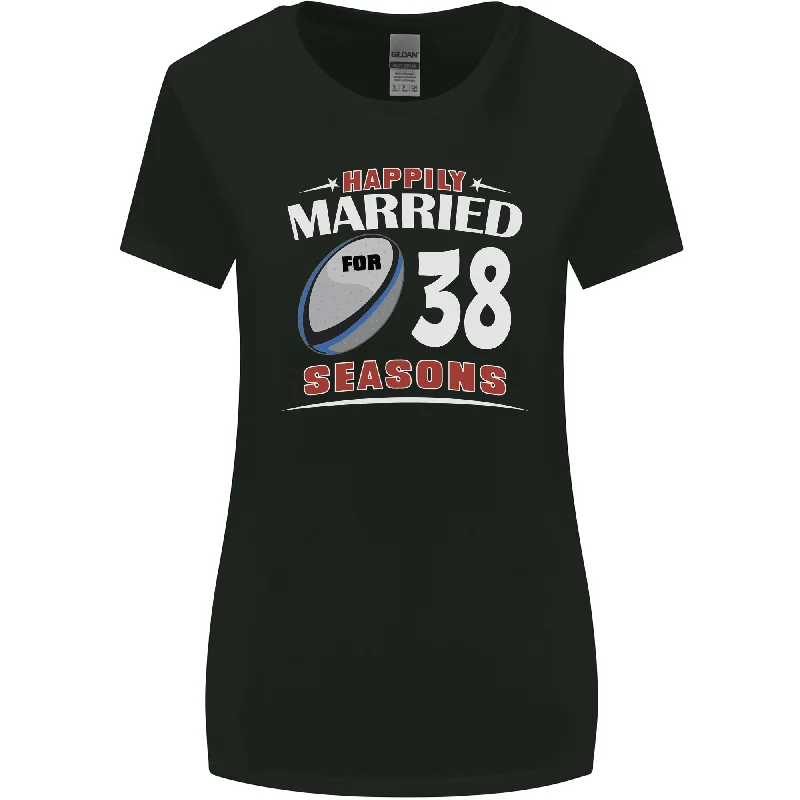 38 Year Wedding Anniversary 38th Rugby Womens Wider Cut T-Shirt Zippered Front Buttoned Front Snap Front 38 Year Wedding Anniversary 38th Rugby Womens Wider Cut T-Shirt Zippered Front Buttoned Front Snap Front