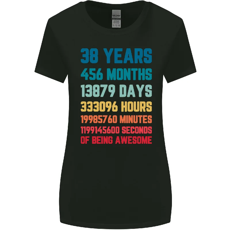 38th Birthday 38 Year Old Womens Wider Cut T-Shirt Spandex Blend Rayon Blend Denim Blend 38th Birthday 38 Year Old Womens Wider Cut T-Shirt Spandex Blend Rayon Blend Denim Blend
