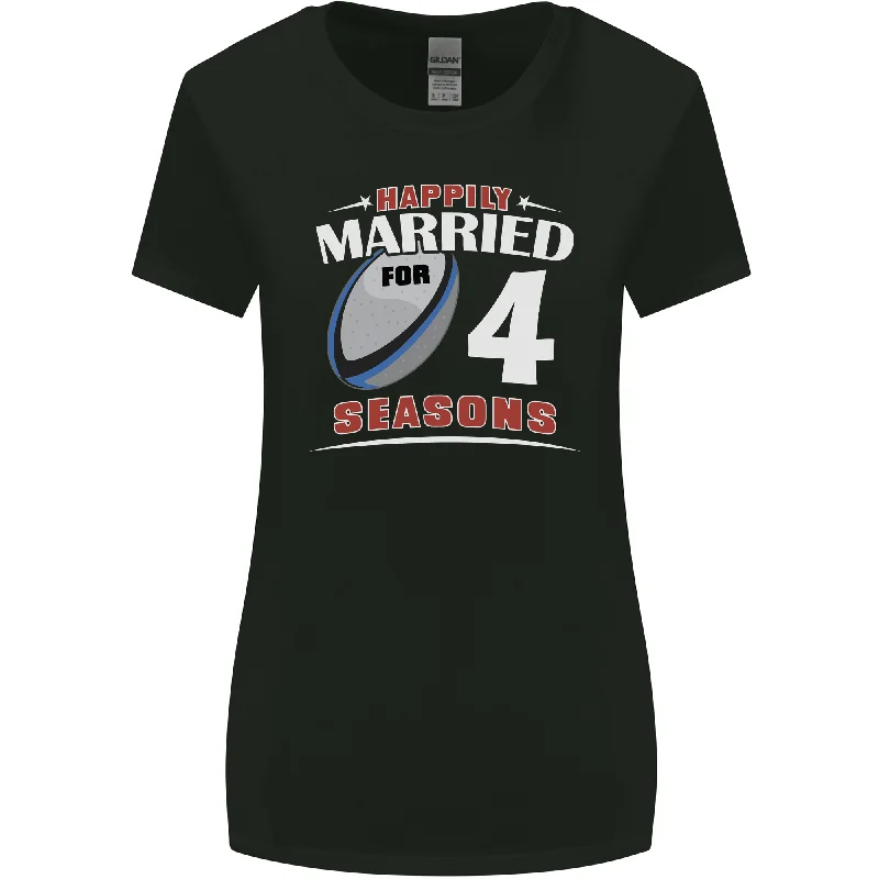 4 Year Wedding Anniversary 4th Rugby Womens Wider Cut T-Shirt Collared Crew Neck Turtle Neck 4 Year Wedding Anniversary 4th Rugby Womens Wider Cut T-Shirt Collared Crew Neck Turtle Neck