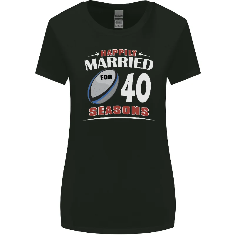 40 Year Wedding Anniversary 40th Rugby Womens Wider Cut T-Shirt Lace Blend Ribbed Blend Corduroy Blend 40 Year Wedding Anniversary 40th Rugby Womens Wider Cut T-Shirt Lace Blend Ribbed Blend Corduroy Blend