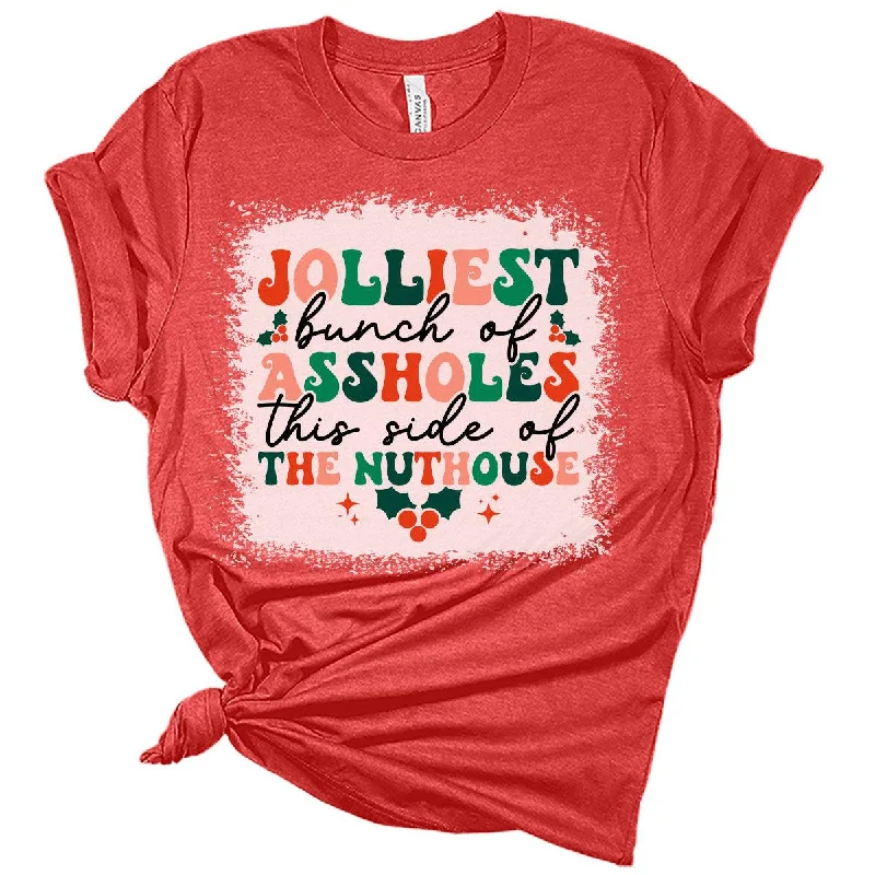 Jolliest Bunch of Acorns Christmas Shirts for Women Graphic Bleach Print T-Shirt Hooded Caped Shawl Collar Jolliest Bunch of Acorns Christmas Shirts for Women Graphic Bleach Print T-Shirt Hooded Caped Shawl Collar