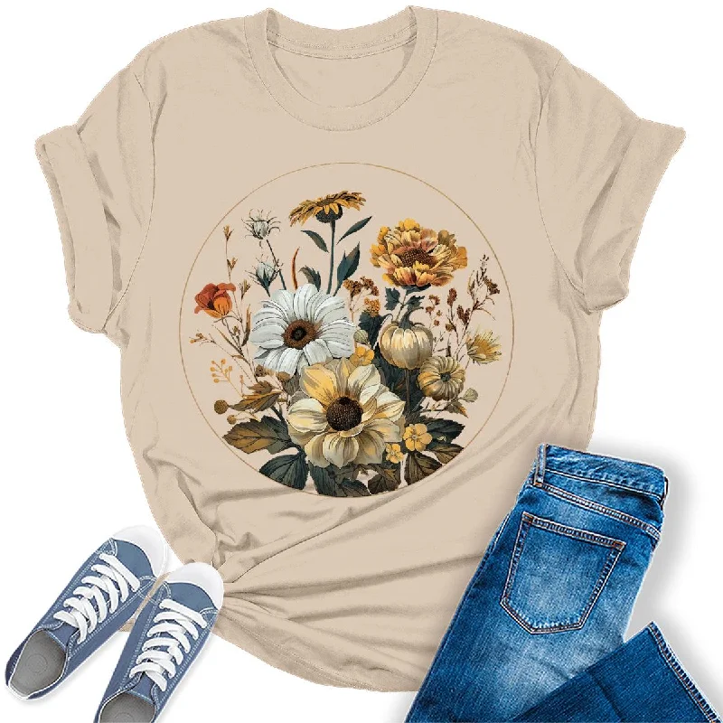 Beautiful Flowers Circle Graphic Tees For Women Rayon Fabric Velvet Fabric Corduroy Fabric Beautiful Flowers Circle Graphic Tees For Women Rayon Fabric Velvet Fabric Corduroy Fabric