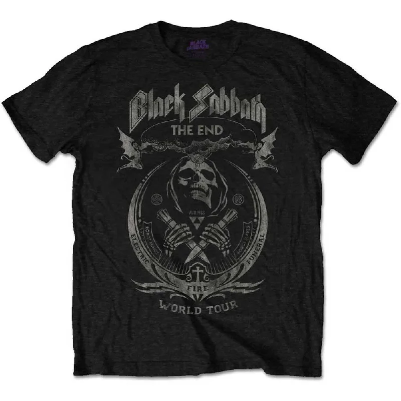 Black Sabbath | Official Band T-Shirt | The End Mushroom Cloud (Distressed) Front Pockets Side Pockets Patch Pockets Black Sabbath | Official Band T-Shirt | The End Mushroom Cloud (Distressed) Front Pockets Side Pockets Patch Pockets
