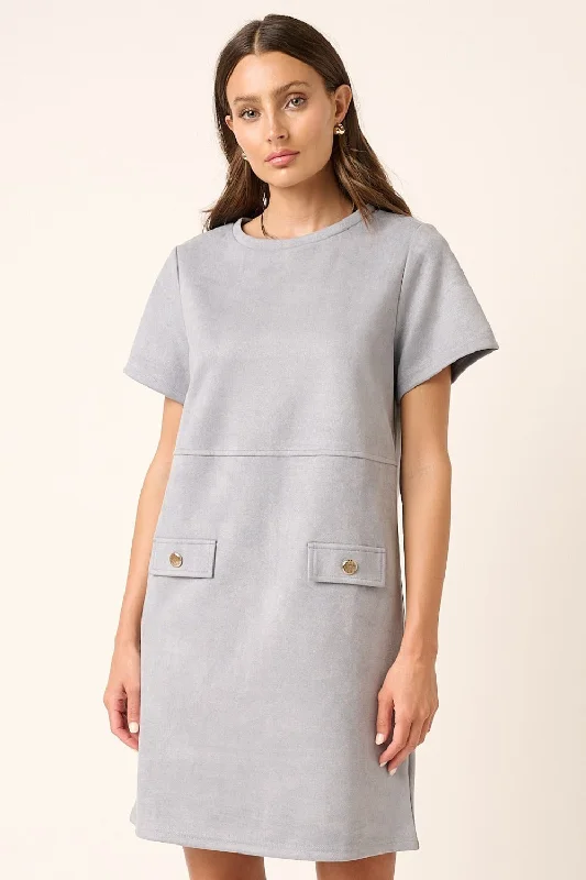 Blue Zone Planet | Mittoshop Suede Short Sleeve Mini Dress Trendy Mini Dress with Belt Blue Zone Planet | Mittoshop Suede Short Sleeve Mini Dress Trendy Mini Dress with Belt