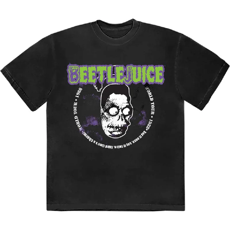 Warner Bros | Official Band T-Shirt | Beetlejuice 1988 World Tour Seamless Knitted Crochet Warner Bros | Official Band T-Shirt | Beetlejuice 1988 World Tour Seamless Knitted Crochet