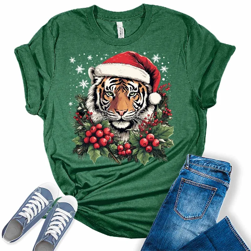Christmas Tiger Santa Hat Xmas Holiday T-shirt Faux Fur Fabric Real Fur Fabric Shearling Fabric Christmas Tiger Santa Hat Xmas Holiday T-shirt Faux Fur Fabric Real Fur Fabric Shearling Fabric